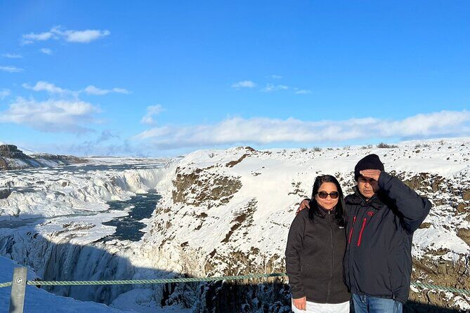 Golden Circle : Private Guided Day Tour + Blue Lagoon(Optional) - Gullfoss Falls: turquoise water, two tiers, and that canyon sound